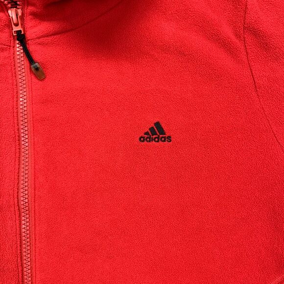 ADIDAS Men's Full Zip Jacket Size XL Cozy Fleece Red Athleisure Sports - Picture 3 of 14